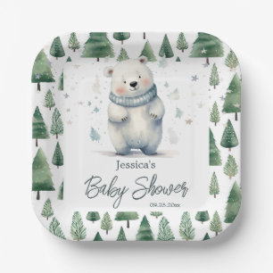 Bearly Wait Teddy Bear Winter Baby Shower  Paper Plate