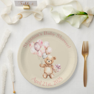Bearly Wait - Teddy Bear With Balloons  Paper Plate