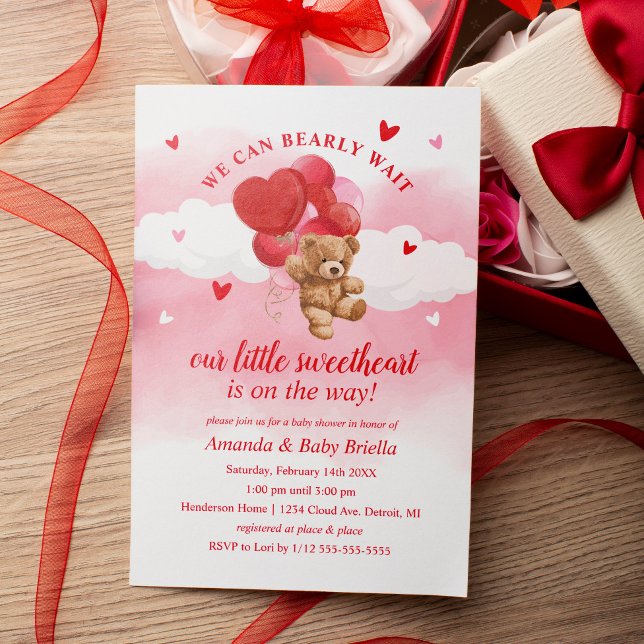 Bearly Wait Valentines Baby Shower Invitation (Creator Uploaded)