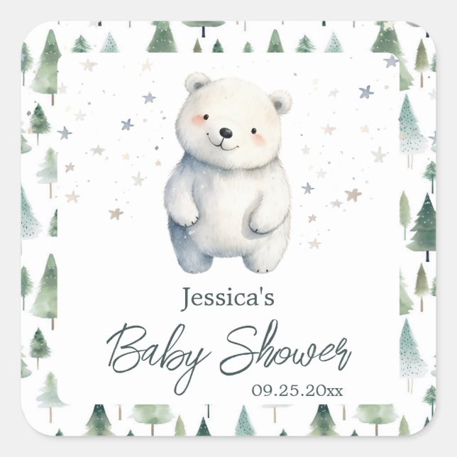 Bearly Wait Winter Baby Shower  Square Sticker (Front)