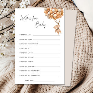 Bearly Wait Wishes For Baby Shower Advice Card