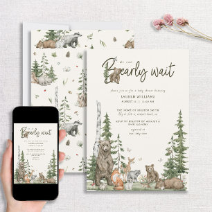 Bearly Wait Woodland Animals Baby Shower  Invitation