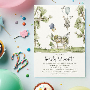 Bearly Wait Woodland Bear Boy Sip & See Invitation