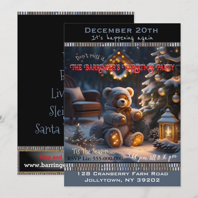 Bearlythere for U Festive Holiday Christmas Party Invitation (Front/Back)