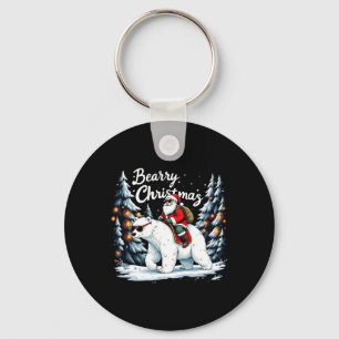 Bearry Christmas Funny Santa Polar Bear Ride Chris Key Ring