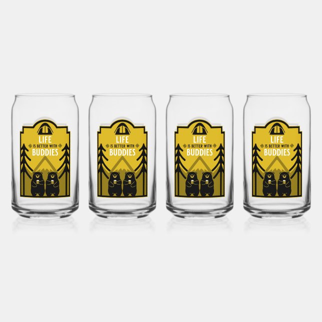 Bears And Beer Canada Can Glass (Front)