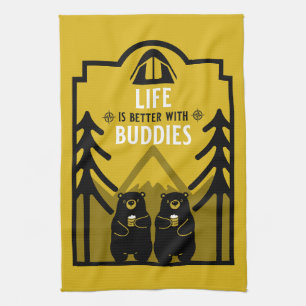 Bears And Beer Canada Tea Towel