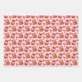 Bears and Cupcakes Valentines Wrapping Paper