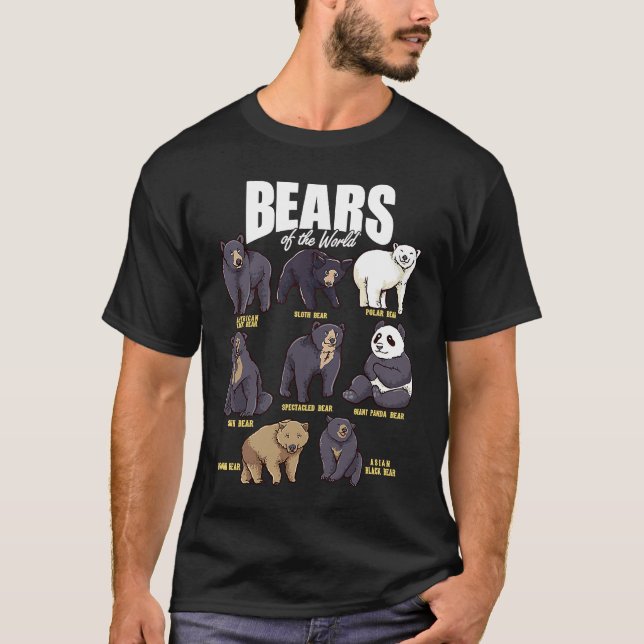 Bears Animals of the World Wildlife Zoo Animal Bea T-Shirt (Front)