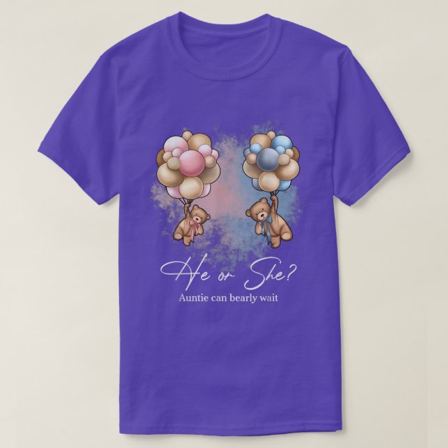 Bears Balloons Auntie Can Bearly Wait Gender Revea T-Shirt (Design Front)