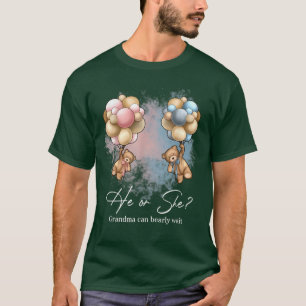 Bears Balloons Grandma Can Bearly Wait Gender Reve T-Shirt
