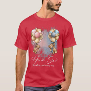 Bears Balloons Grandpa Can Bearly Wait Gender Reve T-Shirt