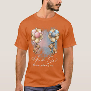 Bears Balloons Nanny Can Bearly Wait Gender Reveal T-Shirt