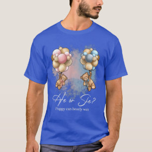 Bears Balloons Poppy Can Bearly Wait Gender Reveal T-Shirt