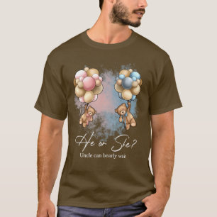 Bears Balloons Uncle Can Bearly Wait Gender Reveal T-Shirt