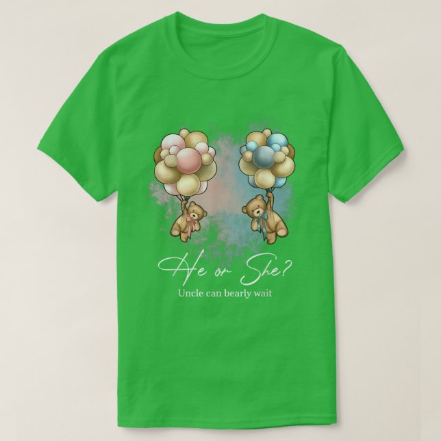 Bears Balloons Uncle Can Bearly Wait Gender Reveal T-Shirt (Design Front)