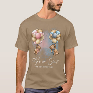 Bears Balloons We Can Bearly Wait Gender Reveal T-Shirt
