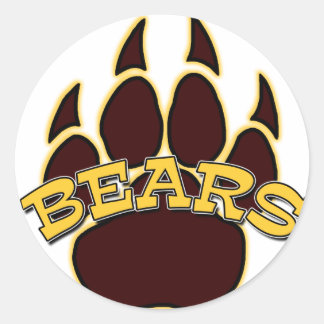 BEARS Bear Paw - Gold & Brown Classic Round Sticker