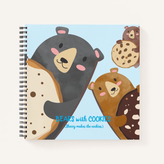 Bears cookies baking personalised cookbook recipe notebook (Front)