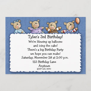 Bears Denim Birthday Invitation
