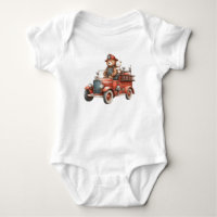 Bears driving a Firetruck baby bodysuit