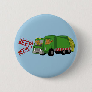 Bears Driving a Trash Truck 6 Cm Round Badge