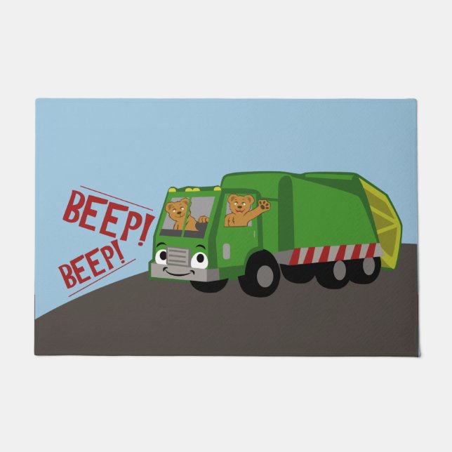 Bears Driving a Trash Truck Doormat (Front)