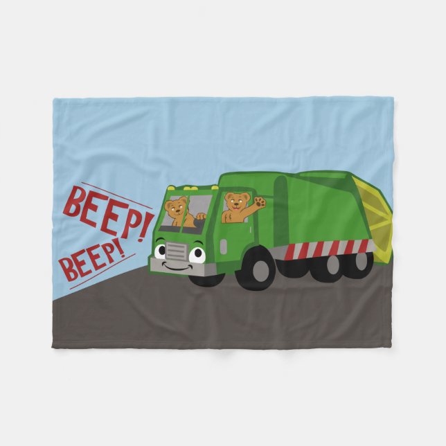 Bears Driving a Trash Truck Fleece Blanket (Front (Horizontal))