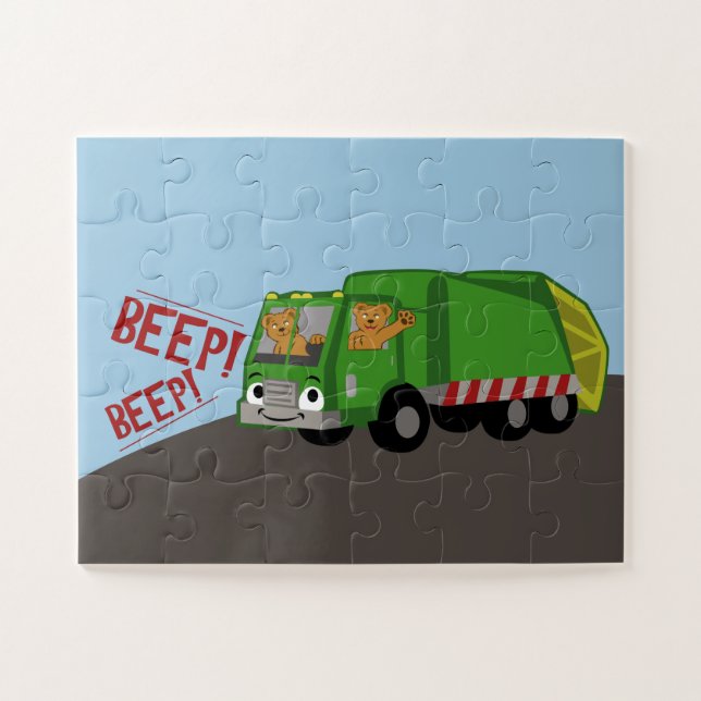 Bears Driving a Trash Truck Jigsaw Puzzle (Horizontal)