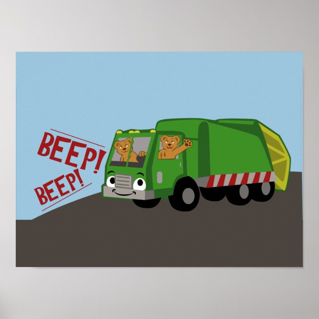 Bears Driving a Trash Truck Poster (Front)