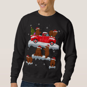 Bears Driving Christmas Tree Red Truck Bear Christ Sweatshirt