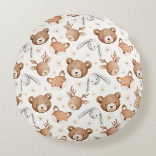 Bears Foxes Bunnies Deer Round Cushion