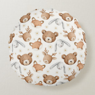 Bears Foxes Bunnies Deer Round Cushion