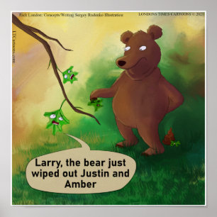 Bears Go In The Woods Funny Rick London Poster