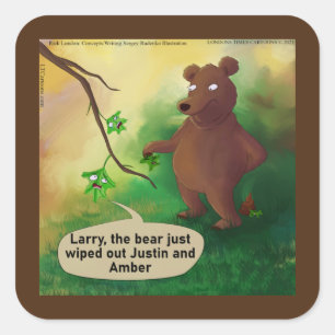 Bears Go In The Woods Funny Rick London Square Sticker