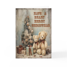 Bears Greeting Card Grungy Merry Christmas