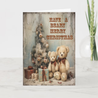 Bears Greeting Card Grungy Merry Christmas