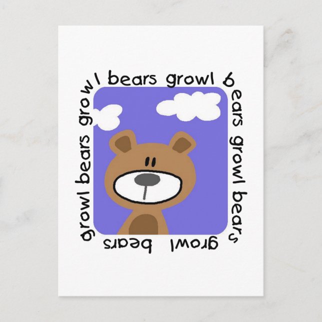 Bears Growl Tshirts and Gifts Postcard (Front)
