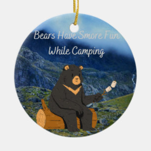 Bears Have Smore Fun While Camping Ceramic Tree Decoration