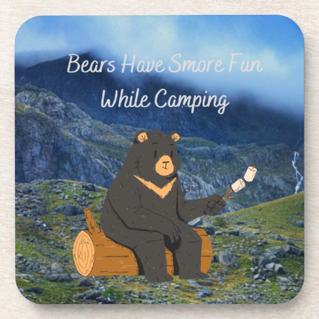 Bears Have Smore Fun While Camping on a  Coaster (Front)