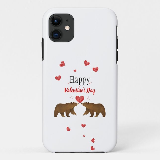 Bears & Hearts Valentine's Day iPhone 11 Case (Back)