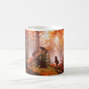 Bears in a forest art coffee mug