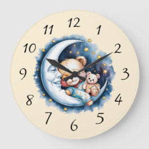 Bears in the Moonlight Boy Baby Shower Gift Large Clock