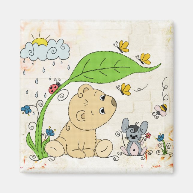 Bears in the rain magnet (Front)