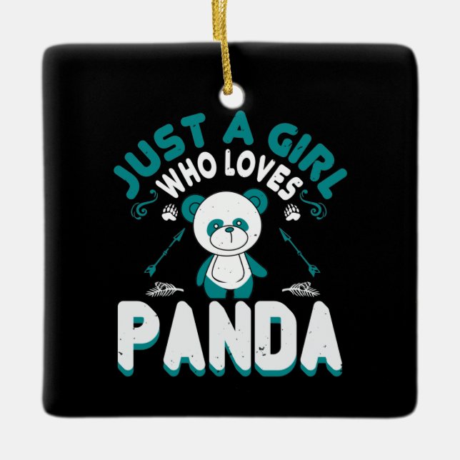 Bears - Just A Girl Who Loves Panda Ceramic Ornament (Front)