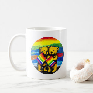 Bears Love Couple LGBT Rainbow Flag Coffee Mug