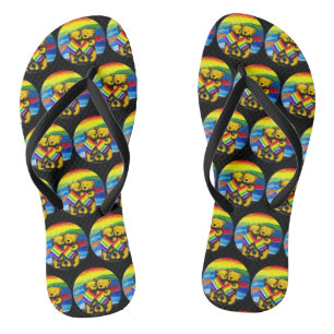 Bears Love Couple LGBT Rainbow Flag Flip Flops