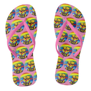 Bears Love Couple LGBT Rainbow Flag Flip Flops