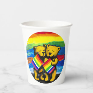 Bears Love Couple LGBT Rainbow Flag Paper Cups
