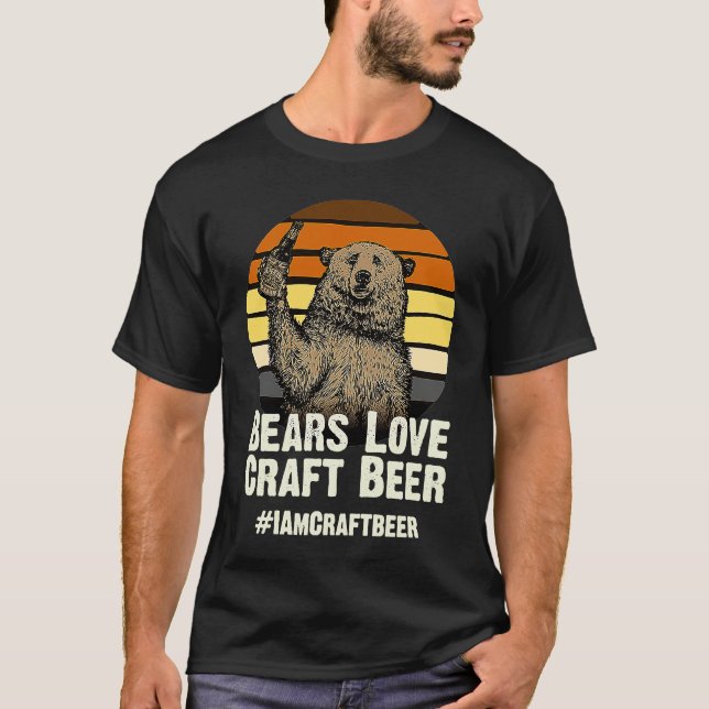 Bears Love Craft Beer Camping Grizzly Pride T-Shirt (Front)